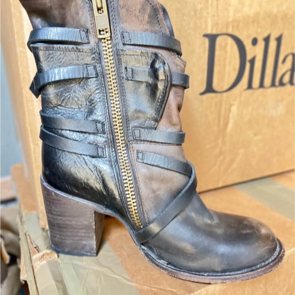 Freebird Two-Tone Heeled Boots with Straps